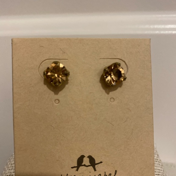 New yellow/gold birthstone round earrings - Picture 2 of 2